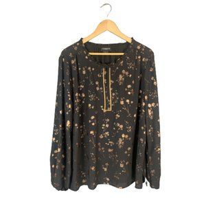 Liz Claiborne Career Women's Blouse Black Gold Long Sleeve Size XXL NWT